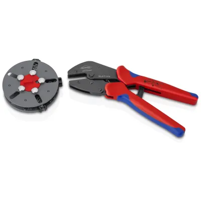 KNIPEX Crimpzange MultiCrimp 97 33 03 | für Photovoltaik PV MC4/MC4 EVO2 | Wechselmagazin | 0,25-6 mm² | 250 mm
