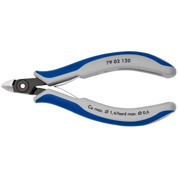 KNIPEX Seitenschneider 79 02 120 | Elektronik-Zange | 120 mm | Mini-Kopf | gehärtete Schneiden