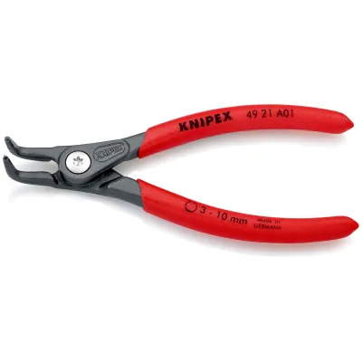 KNIPEX Sicherungsringzange 49 21 A01 | 130 mm | Innenringe | rechtwinklige Spitzen | 3-10 mm | rutschhemmend | Rot
