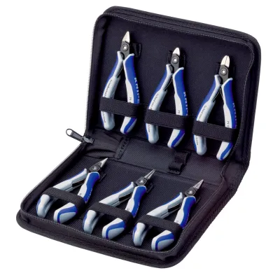 KNIPEX Elektronikzangen-Set 00 20 16 P | 6-teilig | Präzisionszangen für Elektronik | Etui Polyester | 215 mm