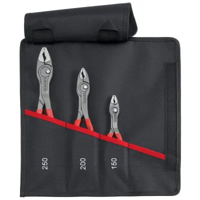 KNIPEX Werkzeugset 00 19 61 V01 | TwinGrip Frontgreifzangen-Set 3-teilig | 150/200/250mm | Rolltasche | rot