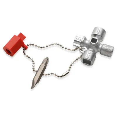 KNIPEX Schaltschrankschlüssel klein | 00 11 02 | 44mm | Zinkdruckguss | Bit PH2/Schlitz | Adapter 1/4"