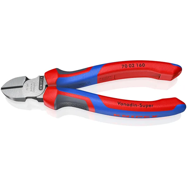 KNIPEX Seitenschneider 70 02 160 | 160 mm | für harten & weichen Draht | Mehrkomponenten-Griff rot/blau