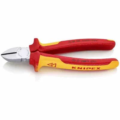 KNIPEX Seitenschneider 70 06 180 | VDE-geprüft 1000V | 180 mm | verchromt | isoliert | Präzisionsschnitt | Vanadin-Stahl
