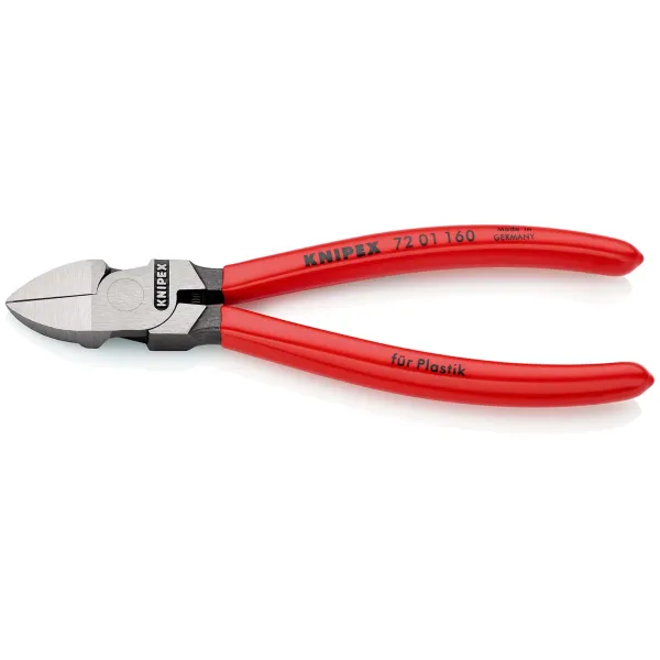 KNIPEX Seitenschneider 72 01 160 | Kunststoff Schneidzange 160 mm | plangeschliffene Schneiden | Öffnungsfeder | rot