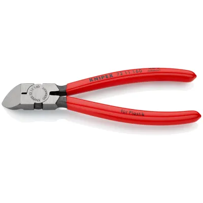 KNIPEX Seitenschneider 72 11 160 | Kunststoff 45° abgewinkelt | plangeschliffene Schneidflächen | 160 mm | rot