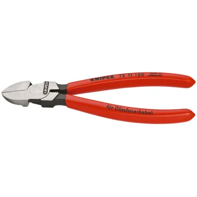 KNIPEX Seitenschneider 72 51 160 | Glasfaserkabel/Lichtwellenleiter | 160mm | induktiv gehärtet | Kunststoffgriff