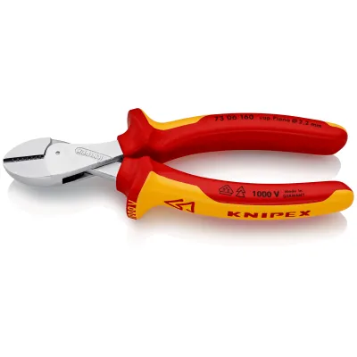 KNIPEX VDE Seitenschneider X-Cut 73 06 160 | 160mm | verchromt | Chrom-Vanadium-Stahl | gelb/rot | 1000V isoliert