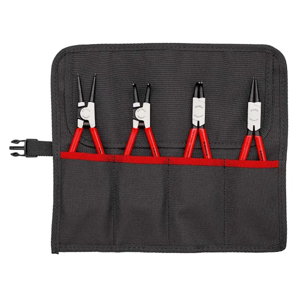KNIPEX Sicherungsringzangen-Set 00 19 56 | 4-teilig | Für Innen- & Außenringe 19-60mm | Rolltasche | rot/schwarz