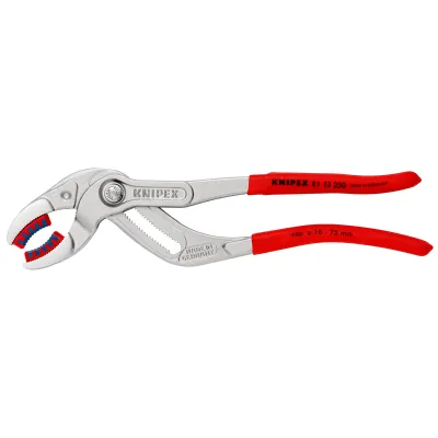 KNIPEX Siphonzange 81 13 250 | 250 mm | Spannbereich 10–75 mm | Feinverstellung | Kunststoffbacken | verchromt