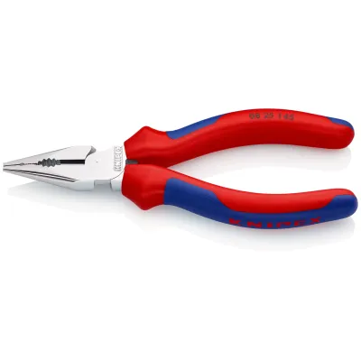 KNIPEX Spitzkombizange 08 25 145 | 145 mm | verchromt | schlanke Kopfform | gezahnte Greiffläche | rote/blau Griffe