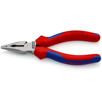 KNIPEX Spitz-Kombizange 08 22 145 | 145mm | schlanke Spitzen | Kraftgelenk | geölt | 2-Komponenten-Griff | rot/blau