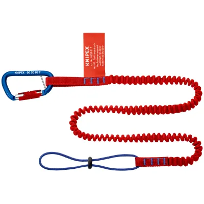 KNIPEX Werkzeug-Sicherungssystem 00 50 05 T BK | Fangleine mit Karabiner | bis 1,5 kg | 90–155 cm | schwarz
