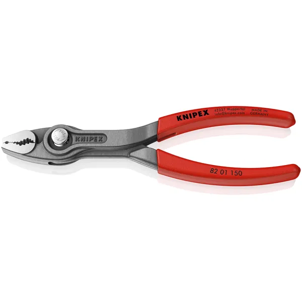 KNIPEX TwinGrip Frontgreifzange 82 01 150 | Wasserpumpenzange | 150 mm | 3 Positionen | für Schrauben 3–16 mm | rot