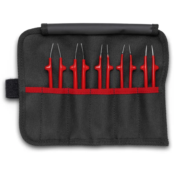 KNIPEX Universalpinzetten-Set 92 00 04 | isoliert 5-teilig | Präzisionspinzetten | Rolltasche | Elektromonteur-Set