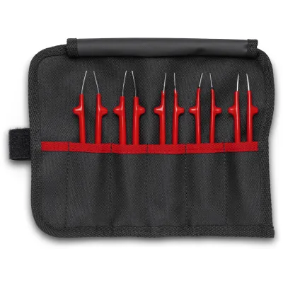 KNIPEX Universalpinzetten-Set 92 00 04 | isoliert 5-teilig | Präzisionspinzetten | Rolltasche | Elektromonteur-Set