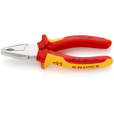 KNIPEX Kombizange 160 mm | VDE 1000V isoliert | verchromt | Mehrkomponenten-Griff | Gelb/Rot