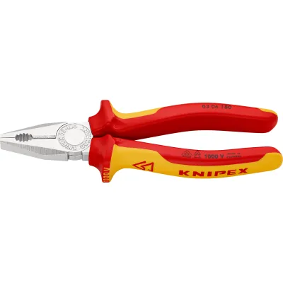 KNIPEX Kombizange 180mm | VDE 1000V | verchromt | induktiv gehärtet | 2K-Griff rot/gelb