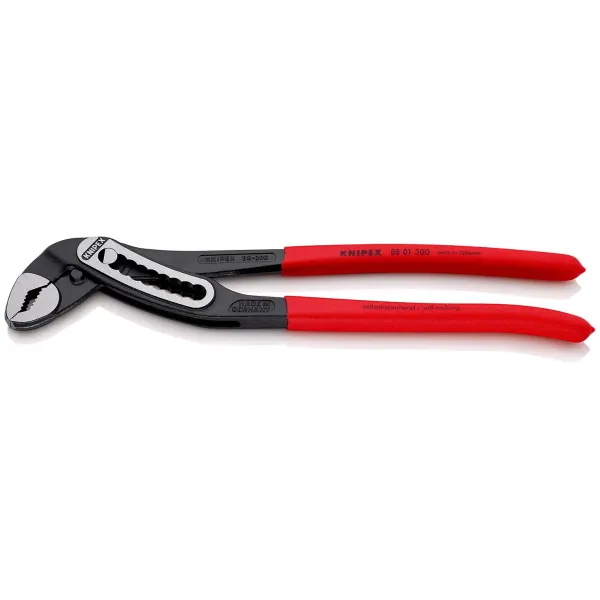 KNIPEX Wasserpumpenzange 88 01 300 Alligator | 300 mm | 9-fach verstellbar | selbstklemmend | rote Griffe