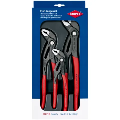 Knipex Wasserpumpenzangen-Set 00 20 09 V02 | Cobra-Paket 3-teilig | 180/250/300 mm | rutschhemmende Griffe | grau