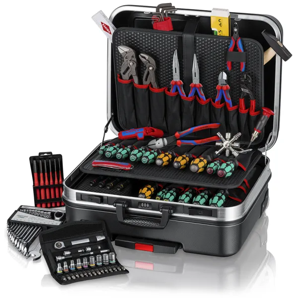 KNIPEX Werkzeugkoffer BIG Basic Move Mechanik 00 21 06 M | 90-tlg. Set | 12 KNIPEX Werkzeuge | 33 l | ABS schwarz