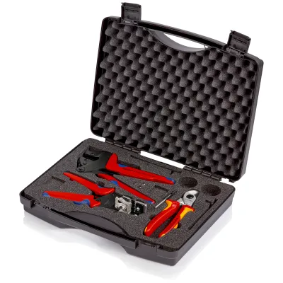 KNIPEX Werkzeugkoffer 97 91 01 Photovoltaik | Zangenset 3-tlg | Crimpzange | Abisolierzange | Kabelschere