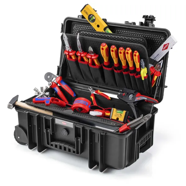KNIPEX Werkzeugkoffer Robust26 Move Elektro 00 21 33 E | 22-tlg. | VDE geprüft | wasserdicht | 26,4L | schwarz