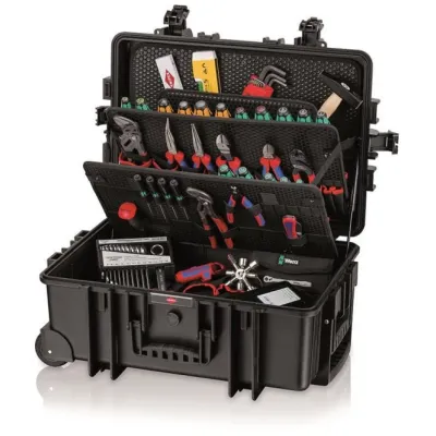 KNIPEX Werkzeugkoffer Robust45 Move 00 21 37 M | 90-tlg. Profi-Werkzeugsatz | 45L | staub- & wasserdicht | Schwarz