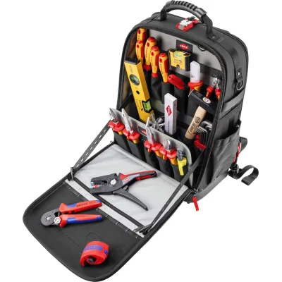 KNIPEX Werkzeugrucksack Modular X18 | 00 21 50 E | bestückt 22-tlg. | Elektro-Werkzeugset | 18L | robust, wasserdicht