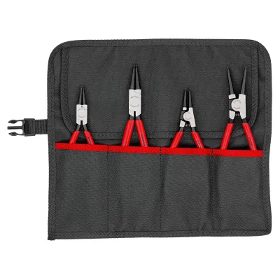 KNIPEX Sicherungsringzangen-Set 00 19 56 V01 | 4-teilig | Ø 12–60 mm | gerade Spitzen | Rolltasche | rot