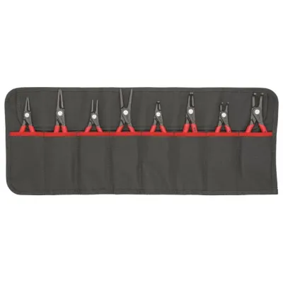 KNIPEX Sicherungsringzangen-Set 00 19 58 V02 | 8-teilig | Ø 10-60 mm | Rolltasche | Präzisionszangen | Chrom | Rot/Gelb