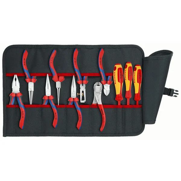 KNIPEX Werkzeug-Rolltasche 00 19 41 | 11-teilig | 8x Zangen & 3x Schraubendreher | Elektro-Set | Polyester | mehrfarbig