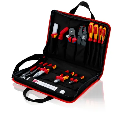 KNIPEX Werkzeugtasche Kompakt 00 21 11 | Elektro Werkzeug-Set 13-teilig | VDE geprüft | Polyester | Schwarz