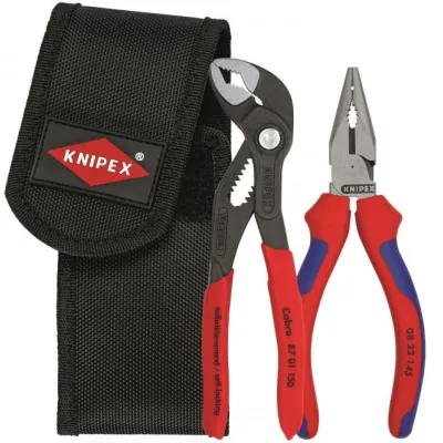 KNIPEX Zangensatz 2-teilig 00 20 72 V06 | Mini-Zangenset | Spitz-Kombizange & Wasserpumpenzange | Werkzeuggürteltasche