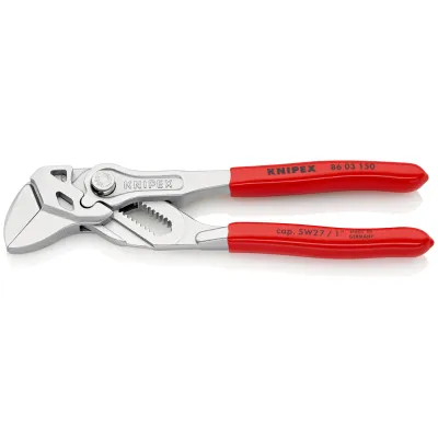KNIPEX Zangenschlüssel 86 03 150 | 150 mm | max. 27 mm | glatte Backen | verchromt | Kunststoffgriff