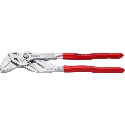 KNIPEX Zangenschlüssel 86 03 250 | 250 mm | verchromt | bis 52 mm Spannweite | Feinverstellung | Kunststoffgriff rot