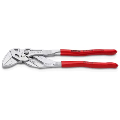 KNIPEX Zangenschlüssel 86 03 250 | 250 mm | verchromt | bis 52 mm Spannweite | Feinverstellung | Kunststoffgriff rot