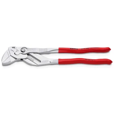 KNIPEX Zangenschlüssel 86 03 300 | verchromt | 300 mm | stufenlos bis 68 mm | Feinverstellung | Kunststoff-Griffe, rot