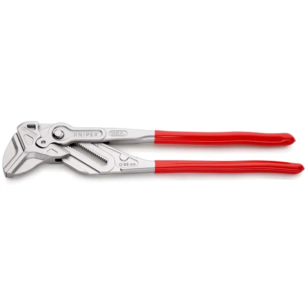 KNIPEX Zangenschlüssel XL 86 03 400 | 400 mm | bis 85 mm Schlüsselweite | verchromt | Feinverstellung | rot