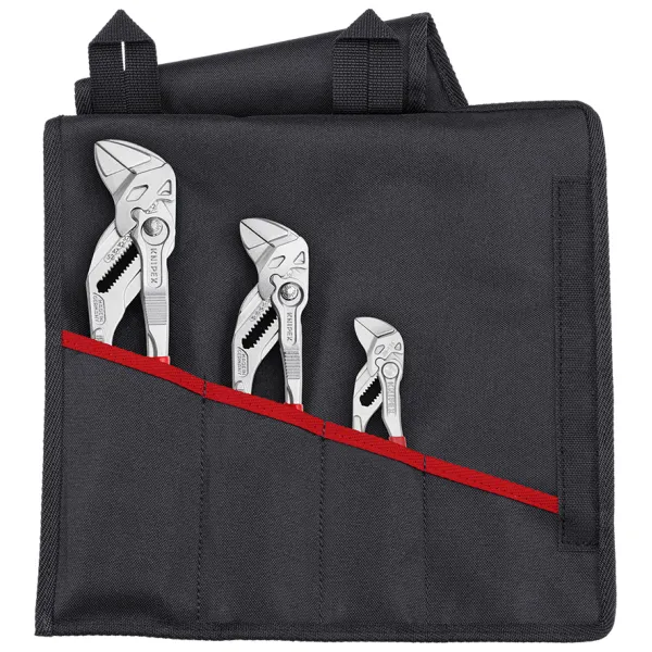 KNIPEX Zangenschlüssel-Set 00 19 55 S6 | 3-teilig | 125/180/250 mm | Rolltasche | Polyester | Schwarz