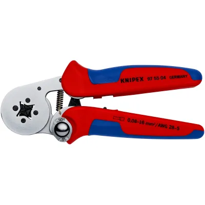 KNIPEX Aderendhülsenzange 97 55 04 SB | Crimpzange Vierkantpressung | 0,08–16 mm² | selbsteinstellend | 180 mm