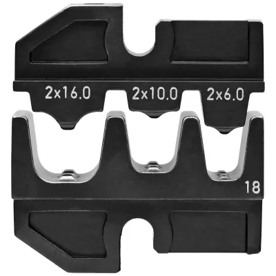 KNIPEX Crimpeinsatz 97 49 18 | Twin-Aderendhülsen 2x6/10/16mm² | Trapezpressung | für zwei Leiter