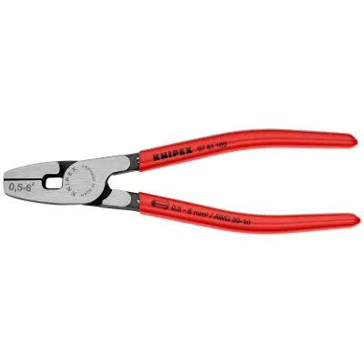 KNIPEX Crimpzange 97 81 180 | Aderendhülsen Werkzeug 0,5-6 mm² | 180 mm | Trapezpressung | auswechselbare Einsätze