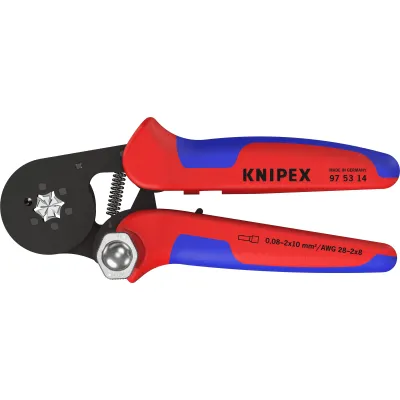 KNIPEX Crimpzange 97 53 14 | Aderendhülsen 0,08–16 mm² | Selbsteinstellend | Sechskant-Pressung | 180 mm | ergonomisch