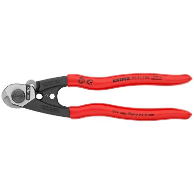 Knipex Drahtseilschere 95 61 190 | 190 mm | für Drahtseile bis 6 mm | geschmiedet | Kunststoffgriff rot