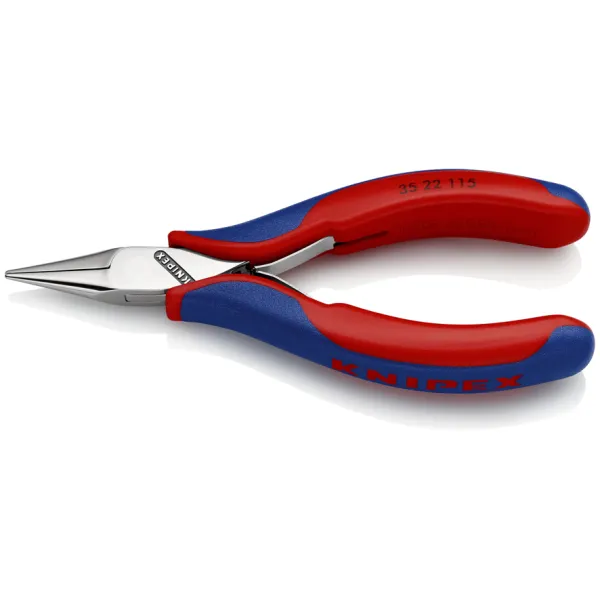 KNIPEX Elektronik-Greifzange 35 22 115 | Präzisionszange 115 mm | flach-rund | spiegelpoliert | 2-Komponenten-Griff