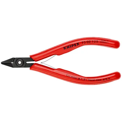 KNIPEX Elektronik-Seitenschneider 75 02 125 | Präzisionszange | 125 mm | für harten & weichen Draht | brüniert | schlank