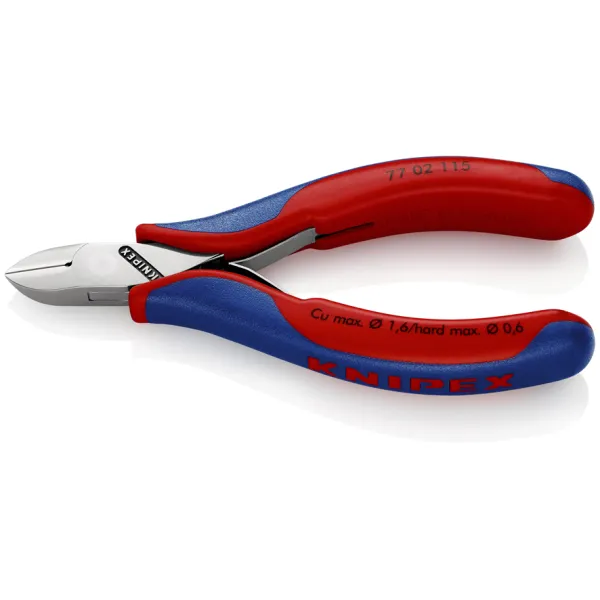 KNIPEX Elektronik-Seitenschneider 77 02 115 | Präzisionszange 115 mm | runder Kopf | Facette | spiegelpoliert
