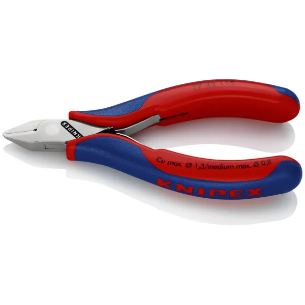 KNIPEX Elektronik-Seitenschneider 77 42 115 | spitz ohne Facette | spiegelpoliert | 115mm | Mehrkomponenten-Griff