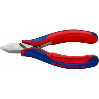 KNIPEX Elektronik-Seitenschneider 77 42 115 | spitz ohne Facette | spiegelpoliert | 115mm | Mehrkomponenten-Griff